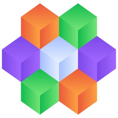 Blokchain 3d küpleri için renk grafikleri