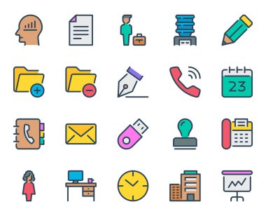 İş ve ofis için doldurulmuş taslak simgeleri