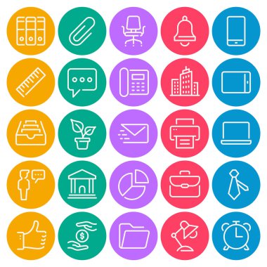 İş ve ofis için çember renk özet simgelerini ayarla