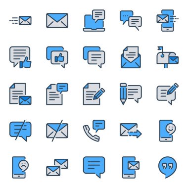 E- posta iletisi için mavi özet simgeleri ayarlandı