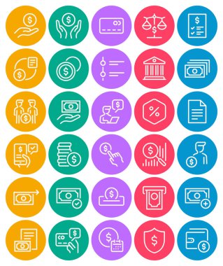 Finans parası için çember renk özet simgelerini ayarla