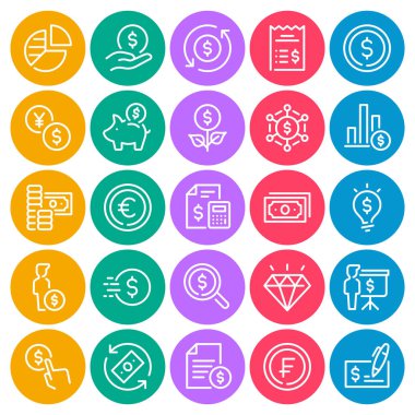 Finans yatırımı için çember renk ana hatları simgeleri belirlendi