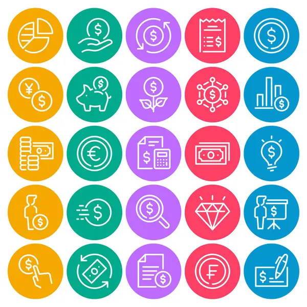 Finans yatırımı için çember renk ana hatları simgeleri belirlendi