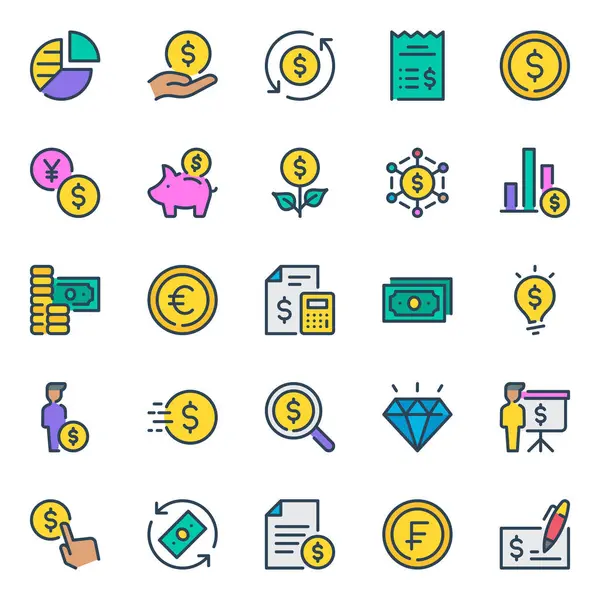 Finans yatırımı için doldurulmuş ana hatlar simgeleri