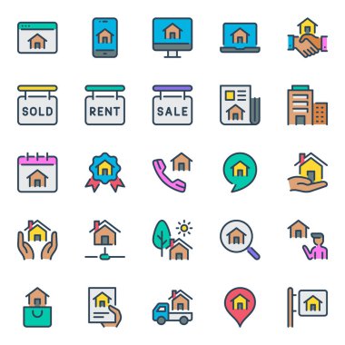 Gayrimenkul için doldurulmuş taslak simgeleri