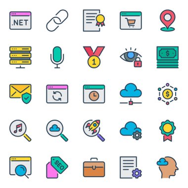 SEO ve Web için doldurulmuş taslak simgeleri