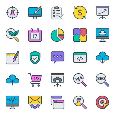 SEO ve Web için doldurulmuş taslak simgeleri