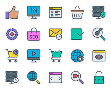 SEO ve Web için doldurulmuş taslak simgeleri