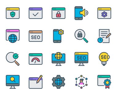 SEO ve Web için doldurulmuş taslak simgeleri