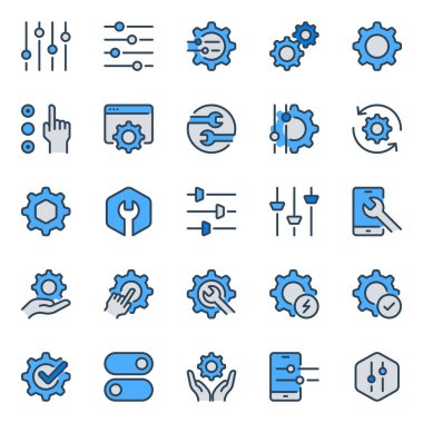 Onarım için mavi taslak simgeleri ayarlandı