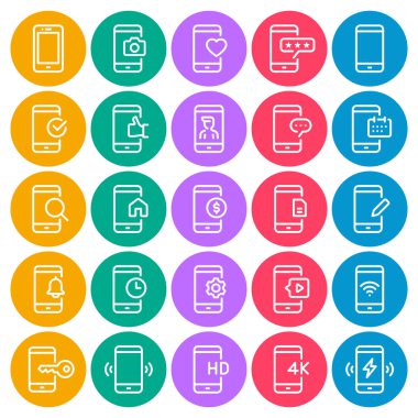 Smartphone mobil için çember renk özet simgeleri ayarlandı