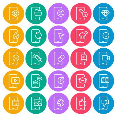 Smartphone servisleri için çember renk ana hatları simgeleri ayarlandı