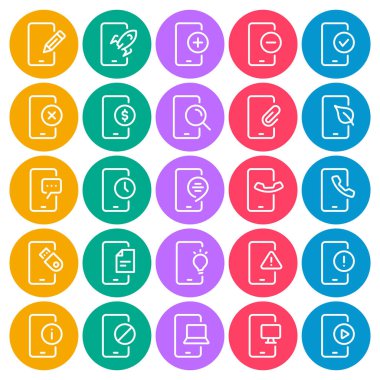 Smartphone servisleri için çember renk ana hatları simgeleri ayarlandı