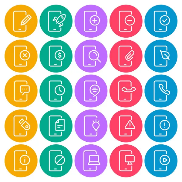 Smartphone servisleri için çember renk ana hatları simgeleri ayarlandı