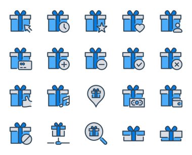 Sürpriz hediyeler için hazırlanmış mavi özet simgeleri