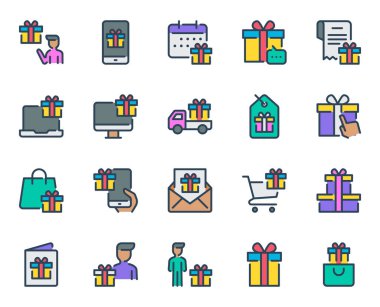 Sürpriz hediyeler için hazırlanmış taslak simgeleri