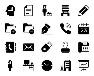 İş ve ofis için simge simgeleri ayarlandı