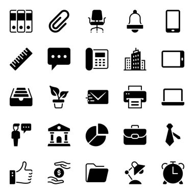 İş ve ofis için simge simgeleri ayarlandı