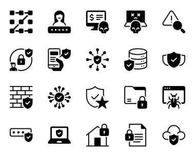 Siber güvenlik için simge simgeleri ayarlandı