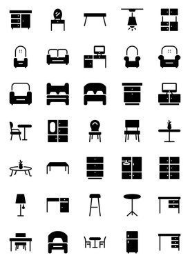 Mobilya içi için simgeler ayarlandı