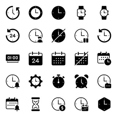Zaman saati için simge simgeleri ayarlandı