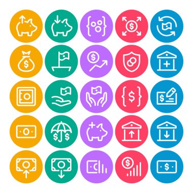 Para yatırımı ve tasarruf için çember renk özeti simgeleri belirlendi.