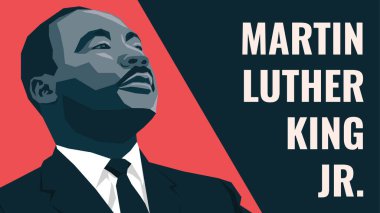 Martin Luther King Jr. 'ın kırmızı ve siyah arkaplanlı beyaz metni. Poster ve arkaplan için uygun.