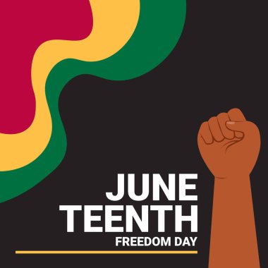 10 Haziran Özgürlük Günü için bir poster. Posterde yumruklu bir yumruk ve yumruklu bir el var.