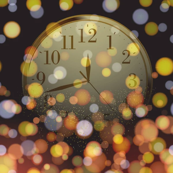 2023 Gelukkig Nieuwjaar Vrolijk Kerstkaartje Met Gouden Horloge Vectorillustratie — Stockvector