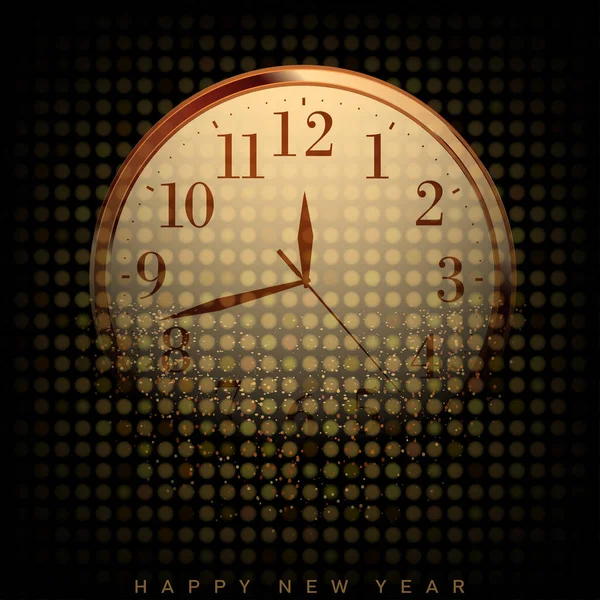 2023 Feliz Año Nuevo Feliz Navidad Tarjeta Con Reloj Oro — Vector de stock