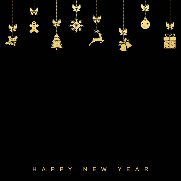 Joyeux Noël Carte Nouvel Avec Décorations Suspendues Illustration Vectorielle — Image vectorielle