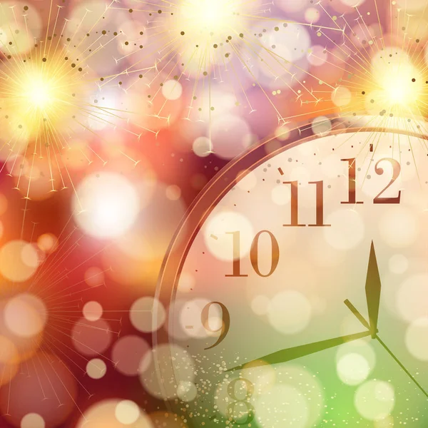 2023 Feliz Ano Novo Feliz Cartão Natal Com Relógio Ouro — Vetor de Stock