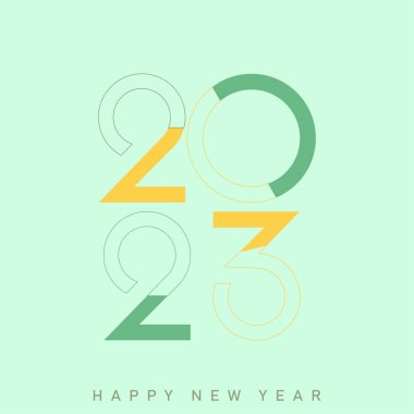 Mutlu yıllar 2023 metin tipografi tasarımı. Vektör illüstrasyonu