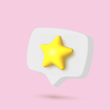3d speech bubble with yellow star for online social communication on applications. Vector illustration