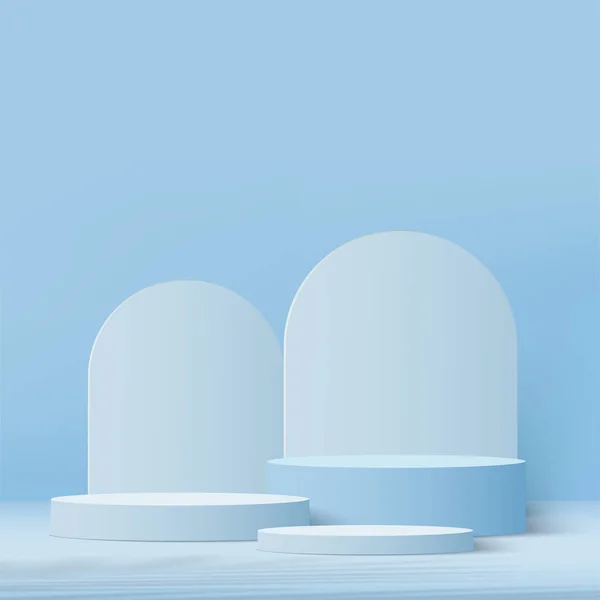 Blaue Farbe Podium Und Minimale Blaue Farbe Wandszene Vektorillustration — Stockvektor
