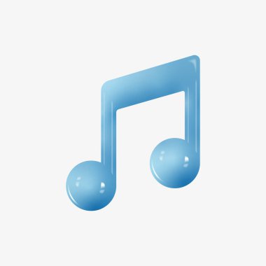 3D nota simgesi beyaza izole edildi. Vektör illüstrasyonu