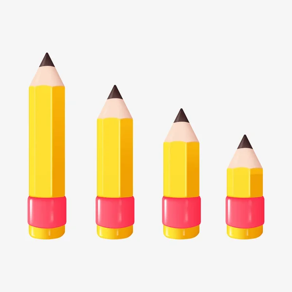 Realistic Yellow Wooden Pencil Vector Illustration — Stock Vector