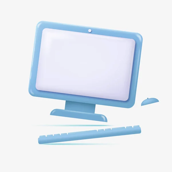 Monitor Computador Portátil Relístico Ilustração Vetorial — Vetor de Stock