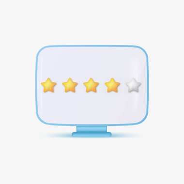 Müşteri geribildirimli bilgisayar ekranı. Vektör illüstrasyonu