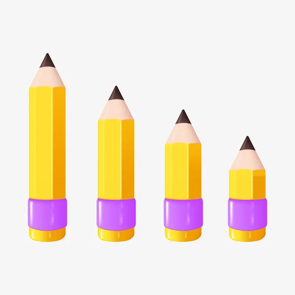 Realistic Yellow Wooden Pencil Vector Illustration — Stock Vector