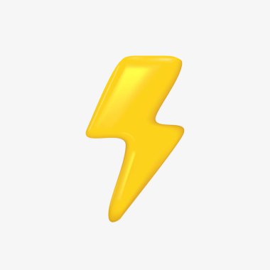 3D enerji işareti. Yıldırım durdurma, tehlike. Vektör illüstrasyonu