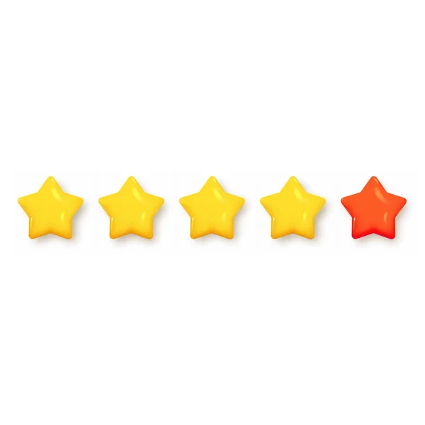 Cinco Estrelas Cores Amarelas Brilhantes Ilustração Vetorial — Vetor de Stock