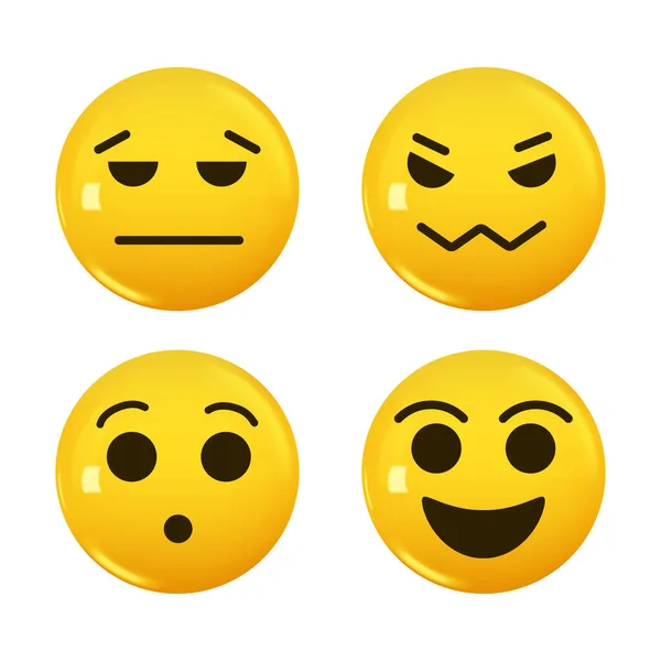 Set Icon Yellow Color Smile Emoji Vector Illustration — Stock Vector