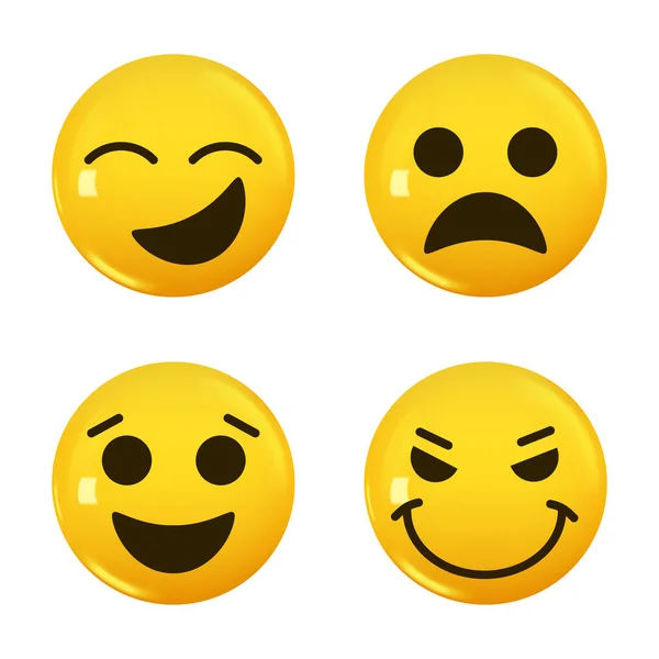 Set Van Pictogram Gele Kleur Glimlach Emoji Vectorillustratie — Stockvector