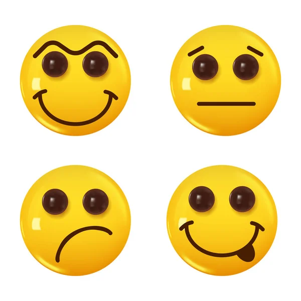 Zestaw Ikony Żółty Kolor Emotikony Uśmiech Ilustracja Wektora — Wektor stockowy