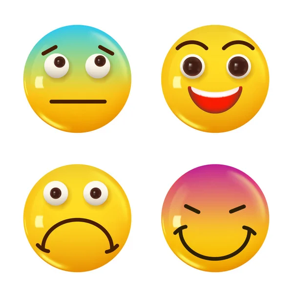 Uppsättning Ikon Gul Färg Leende Emoji Vektorillustration — Stock vektor