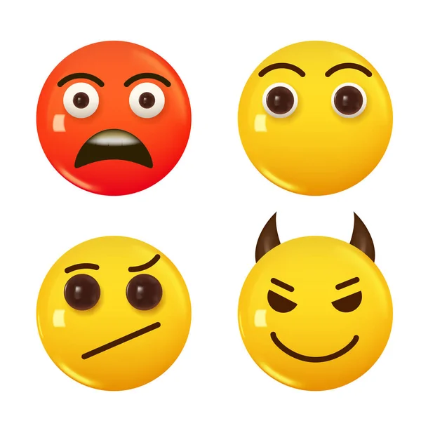 Conjunto Ícone Amarelo Emoji Cor Sorriso Ilustração Vetorial — Vetor de Stock