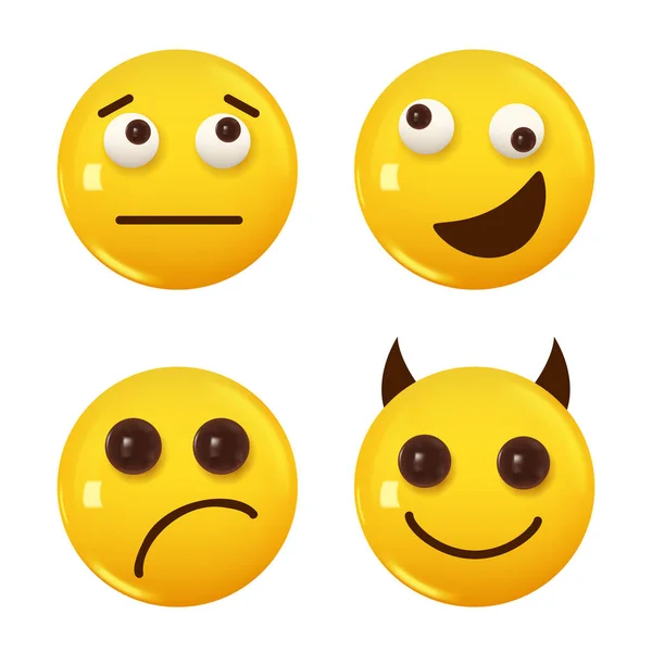 Conjunto Ícone Amarelo Emoji Cor Sorriso Ilustração Vetorial — Vetor de Stock