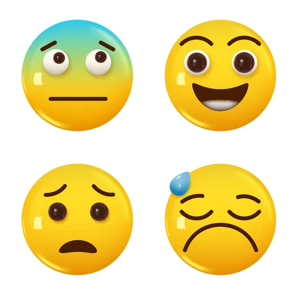Set Icona Giallo Sorriso Emoji Colore Illustrazione Vettoriale — Vettoriale Stock