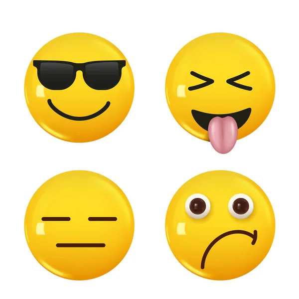 Set Van Pictogram Gele Kleur Glimlach Emoji Vectorillustratie — Stockvector
